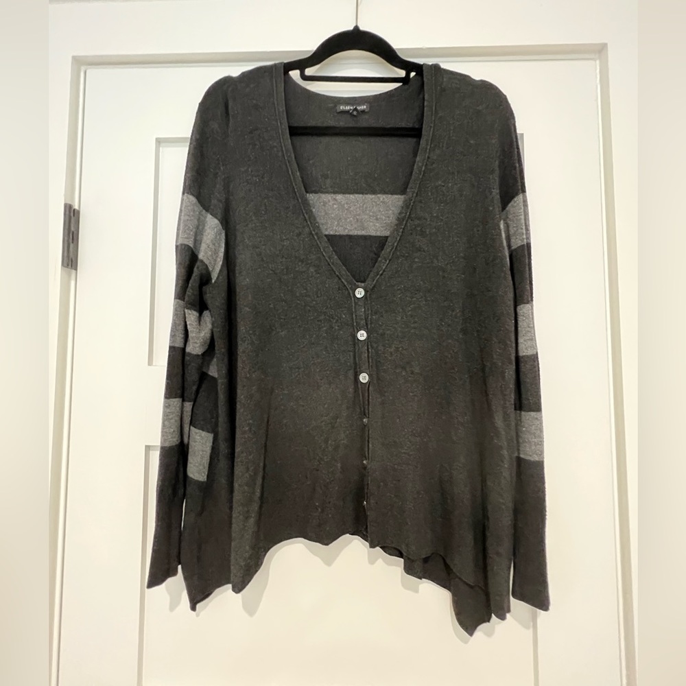Eileen Fisher charcoal striped cardigan